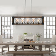 5 - Light Kitchen Island Linear Pendant with Wrought Iron Accents