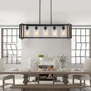 5 - Light Kitchen Island Linear Pendant with Wrought Iron Accents
