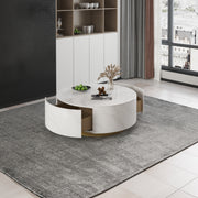 Modern Round Coffee Table Metal base with Storage Marble  Accent Table MH-CT1822