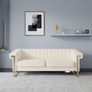 Magichome 83.86'' Tufted Velvet Sofa with Removable Cushions and Gold Legs for Living Room