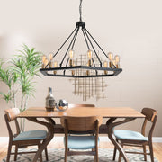 Magichome 12 - Light Lantern Wagon Wheel Chandelier For Living Room,Bedroom