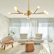 9 - Light Sputnik Modern Linear Chandelier with Crystal Accents