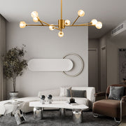9 - Light Sputnik Modern Linear Chandelier with Crystal Accents
