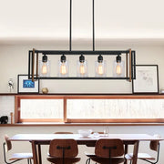 5 - Light Kitchen Island Linear Pendant with Wrought Iron Accents