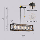 5 - Light Kitchen Island Linear Pendant with Wrought Iron Accents