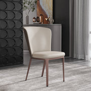 Modern Upholstered Dining Chair Faux Leather High Back Deep Orange(Set of 2)