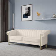 Magichome 83.86'' Tufted Velvet Sofa with Removable Cushions and Gold Legs for Living Room