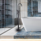 Single Handle Floor Mounted Tub Filler Trim with Handshower Rainshower