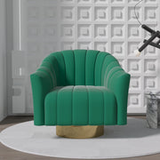 Modern Velvet Striped Fabric Metal Base Lounge Chair