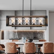 5 - Light Kitchen Island Linear Pendant with Wrought Iron Accents