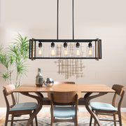 5 - Light Kitchen Island Linear Pendant with Wrought Iron Accents