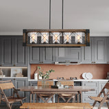 5 - Light Kitchen Island Linear Pendant with Wrought Iron Accents
