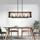 5 - Light Kitchen Island Linear Pendant with Wrought Iron Accents