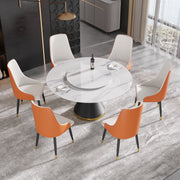 Modern Upholstered Dining Chair Faux Leather High Back Deep Orange (Set of 2)AT-DC3