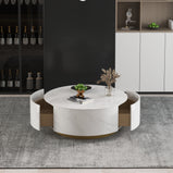 Modern Round Coffee Table Metal base with Storage Marble  Accent Table MH-CT1822