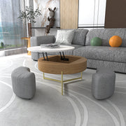 Magichome 31.5''L Round Lift-Top Coffee Storage Table with Storage & 3 Ottoman Natural&Black For Living Room,Bedroom