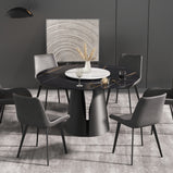 59" Modern Round Dining Table with Lazy Susan Faux Marble Tabletop for 6 Person