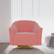 Modern Velvet Striped Fabric Metal Base Lounge Chair