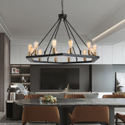 Magichome 12 - Light Lantern Wagon Wheel Chandelier For Living Room,Bedroom