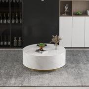 Modern Round Coffee Table Metal base with Storage Marble  Accent Table MH-CT1822