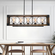 5 - Light Kitchen Island Linear Pendant with Wrought Iron Accents