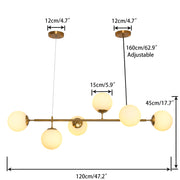 Magichome 6-Light Kitchen Island Ceiling Pendant With Frosted lampshade For Living Room,Bedroom