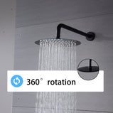 Wall Mount 10 Inch  CircleRainshower Hand Shower & Tub Spout Shower System With Temperature Control