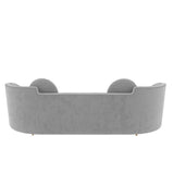 Magichome 98.43'' Blue/Grey Velvet Curved Sofa Gold Metal Toss Pillow Included For Living Room,Bedroom