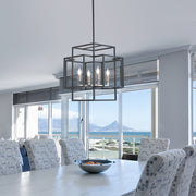 J&E Home 4 Light Lantern Rectangle Chandelier