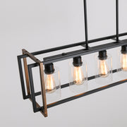 5 - Light Kitchen Island Linear Pendant with Wrought Iron Accents
