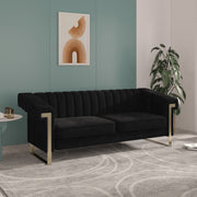 Magichome 83.86'' Tufted Velvet Sofa with Removable Cushions and Gold Legs for Living Room