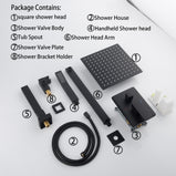Wall Mount 12 Inch  Rainshower Hand Shower & Tub Spout Shower System Bathroom Rain Rough-in Valve