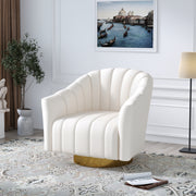 Modern Velvet Striped Fabric Metal Base Lounge Chair