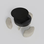 Magichome 31.5''L Round Lift-Top Coffee Storage Table with Storage & 3 Ottoman Natural&Black For Living Room,Bedroom