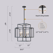 J&E Home 4 Light Lantern Rectangle Chandelier