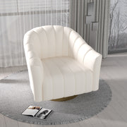 Modern Velvet Striped Fabric Metal Base Lounge Chair