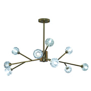 9 - Light Sputnik Modern Linear Chandelier with Crystal Accents