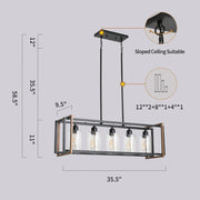 5 - Light Kitchen Island Linear Pendant with Wrought Iron Accents