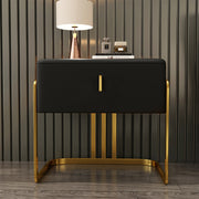 Nightstand with PU Leather and Titanium Legs