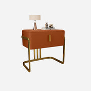 Nightstand with PU Leather and Titanium Legs