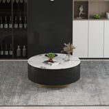 Modern Round Coffee Table Metal base with Storage Marble  Accent Table MH-CT1822