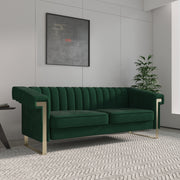 Magichome 83.86'' Tufted Velvet Sofa with Removable Cushions and Gold Legs for Living Room