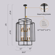 Magichome 8 - Light Lantern Rectangle Chandelier Living Room,Bedroom