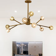 9 - Light Sputnik Modern Linear Chandelier with Crystal Accents