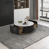 Modern Round Coffee Table Metal base with Storage Marble  Accent Table MH-CT1822