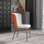 Modern Upholstered Dining Chair Faux Leather High Back Deep Orange(Set of 2)