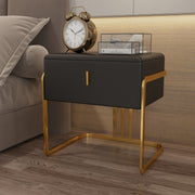 Nightstand with PU Leather and Titanium Legs