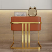 Nightstand with PU Leather and Titanium Legs