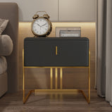 Nightstand with PU Leather and Titanium Legs
