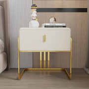 Nightstand with PU Leather and Titanium Legs